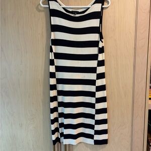 Theory Black and White Striped Mini Dress